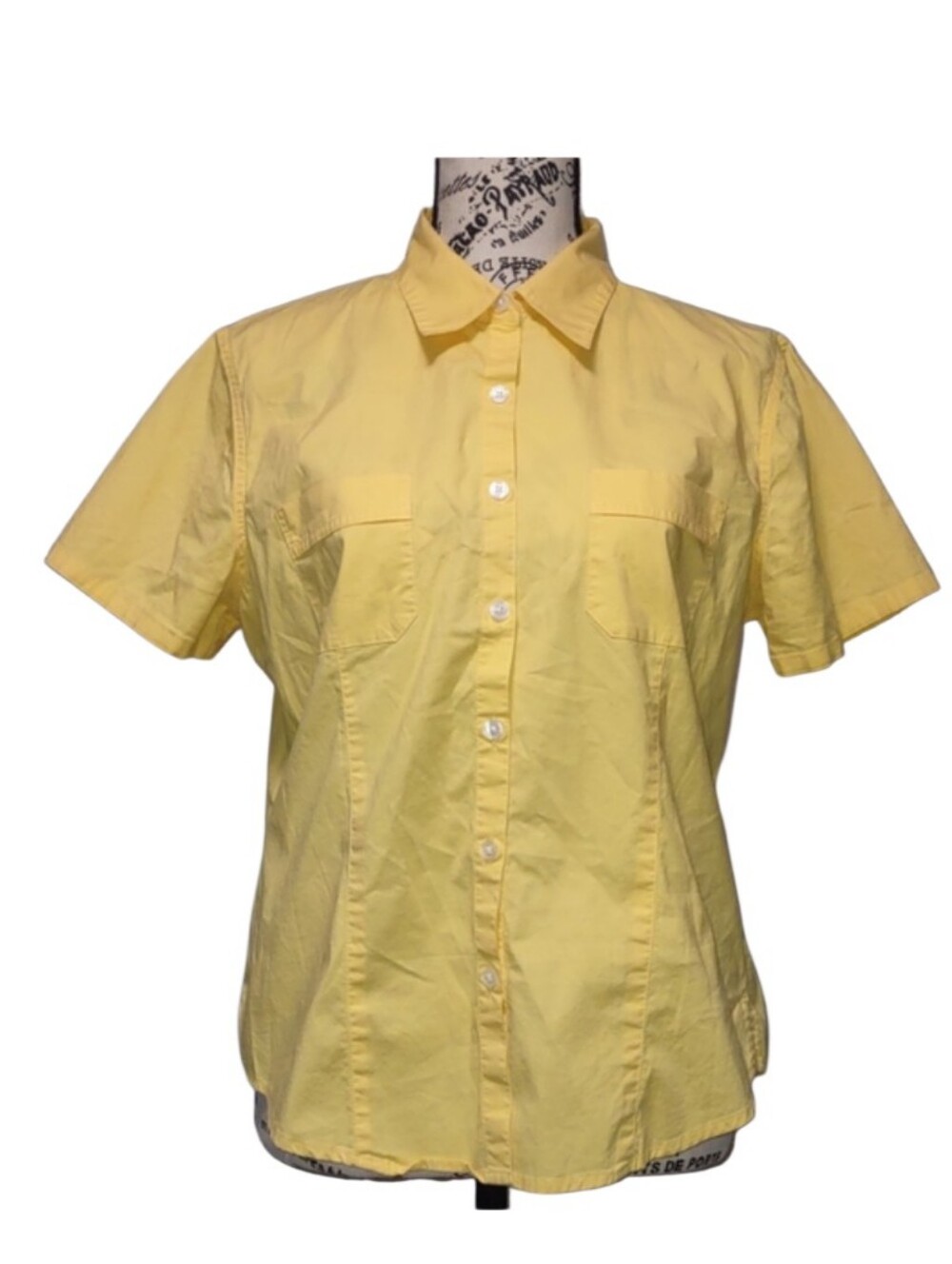 Northcrest Size M Collared Short Sleeve Yellow Tops Excellent
